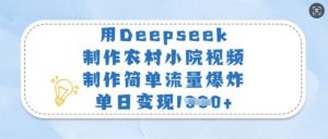 用Deepseek制作农村小院视频,制作简单流量爆炸,单日变现多张-最全资源库