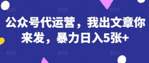 公众号代运营,我出文章你来发,暴力日入5张+【揭秘】-最全资源库