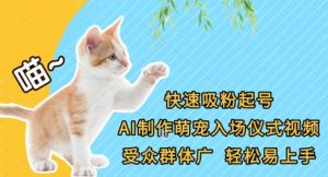 快速吸粉起号，AI制作萌宠入场仪式视频，受众群体广，轻松易上手-最全资源库