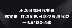 小众旧衣回收赛道,纯零撸 打造团队可享受管道收益,一天轻松3张-最全资源库