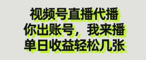 视频号直播代播，你出账号我来播，单日收益轻松几张【揭秘】-最全资源库