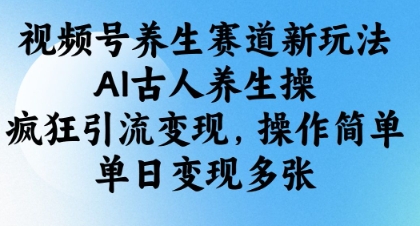 视频号养生赛道新玩法,AI古人养生操,疯狂引流变现,操作简单,单日变现多张-最全资源库
