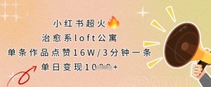 小红书超火的治愈系loft公寓，单条作品点赞16W，3分钟一条，单日变现数张-最全资源库