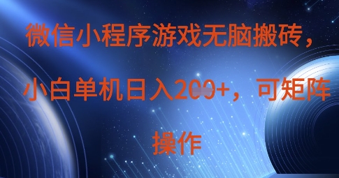 微信小程序游戏无脑搬砖，单设备日入2张+，可矩阵操作-最全资源库