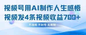 用AI做人生感悟视频，4条视频当天收益782-最全资源库