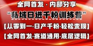 私域日进千粉训练营，全网首发，从0开始带你做好私域，适用于任何赛道，让日产千粉不再是梦-最全资源库