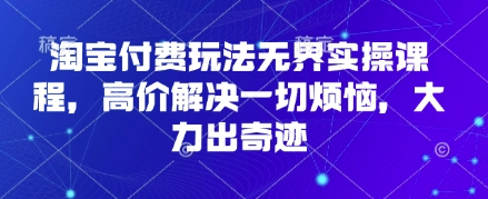 淘宝付费玩法无界实操课程,高价解决一切烦恼,大力出奇迹-最全资源库