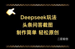 Deepseek头条问答截图，制作简单，轻松原创-最全资源库
