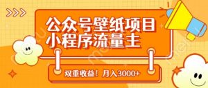 公众号壁纸项目，小程序流量主双收益，月入3000+-最全资源库