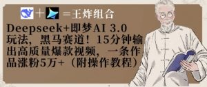 Deepseek+即梦AI3.0玩法,黑马赛道!15分钟输出高质量爆款视频,一条作品涨粉5W+-最全资源库