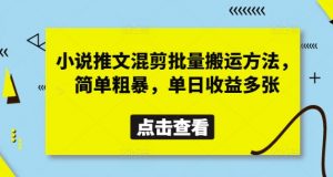 小说推文混剪批量搬运方法，简单粗暴，单日收益多张-最全资源库