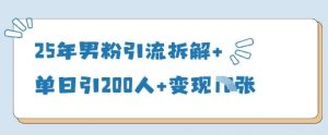 25年男粉引流拆解+单日引200人+变现多张-最全资源库
