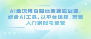 Ai全流程自媒体变现实战课，结合AI工具，从平台选择、剪辑入门到账号运营-最全资源库