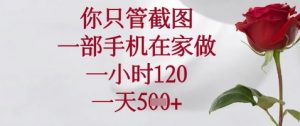你只管截图，一部手机在家做，苹果安卓都可以，一小时120，一天5张+【揭秘】-最全资源库