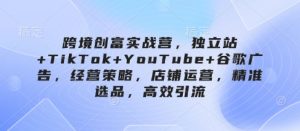 跨境创富实战营,独立站+TikTok+YouTube+谷歌广告,经营策略,店铺运营,精准选品,高效引流-最全资源库
