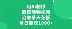 用Ai制作蔬菜动物视频，治愈系天花板，单日变现1k-最全资源库