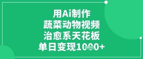 用Ai制作蔬菜动物视频，治愈系天花板，单日变现1k-最全资源库