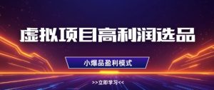 虚拟项目高利润选品方法，做好单店利润1W+，可多店倍增利润-最全资源库