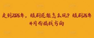 走到2025年,短剧还能怎么玩?短剧25年4月份搞钱方向-最全资源库