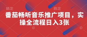 番茄畅听音乐推广项目,实操全流程日入3张-最全资源库