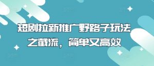 短剧拉新推广野路子玩法之截流，简单又高效-最全资源库
