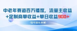 中老年赛道百万播放+流量主收益+定制收益,单日收益9张-最全资源库