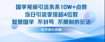 国学视频引流条条10W+点赞当日引流变现超4位数-最全资源库