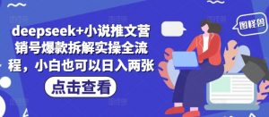 deepseek+小说推文营销号爆款拆解实操全流程，小白也可以日入两张-最全资源库