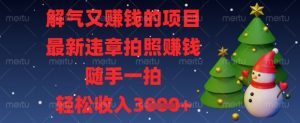 解气又挣钱的项目，最新违章拍照挣钱，随手一拍，轻松收入数张【揭秘】-最全资源库