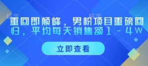 重回即颠峰，男粉项目重磅回归，平均每天销售额1-4W-最全资源库