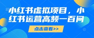 小红书虚拟项目,小红书运营高频一百问【文档】-最全资源库