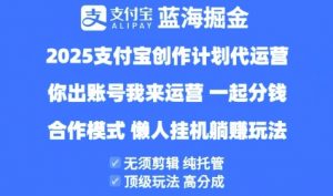 2025支付宝创作者分成计划代运营，纯托管，高分成，合作模式【揭秘】-最全资源库
