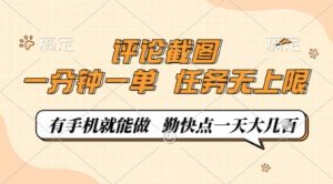 评论截图，0.5元一单，一分钟一单，有手机就能做，任务无上限，勤快点一天几张【揭秘】-最全资源库