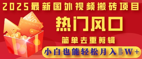 2025最新视频搬砖项目,热门风口,简单去重剪辑,小白也能轻松月入过W-最全资源库