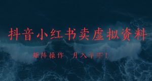 抖音小红书卖虚拟资料，市场需求一直存在，矩阵操作，月入1w+-最全资源库