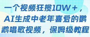 一个视频狂揽10W+点赞,AI生成中老年喜爱的鹦鹉唱歌视频,保姆级教程,轻松挣取创作者分成-最全资源库