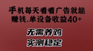 手机每天看看广告就能挣钱，单设备收益40+，无需养鸡，实测稳定【揭秘】-最全资源库