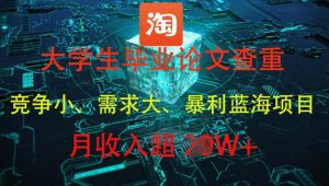 大学生毕业论文查重,暴利蓝海项目,月收入过1W+-最全资源库