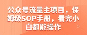 公众号流量主项目，保姆级SOP手册，看完小白都能操作-最全资源库