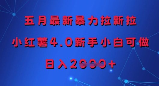 五月最新暴力拉新拉,小红薯4.0新手小白可做,日入多张-最全资源库