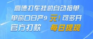 高德地图挂G接单，单窗口日产9元，官方打款，每日提现【揭秘】-最全资源库