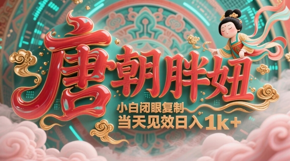 用AI克隆“唐朝胖妞”日更3条,平台疯狂推流,小白闭眼复制,当天见效,日入1k+-最全资源库