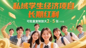 私域学生经济项目，长期红利，可批量复制放大，日收益2-5张-最全资源库