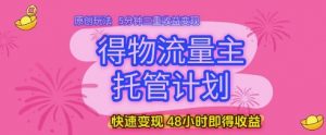 得物流量主托管计划，原创玩法，5分钟三重收益变现，快速变现，48小时即得收益【揭秘】-最全资源库