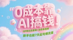 0成本靠AI搞钱!3步做出反差萌+治愈系视频,新手也能7天起号爆流量-最全资源库