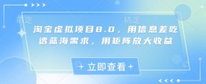 淘宝虚拟项目8.0，用信息差吃透蓝海需求，用矩阵放大收益-最全资源库