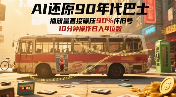 AI还原90年代巴士,一帧就让70后泪崩,播放量直接碾压90%怀旧号,每天操作十分钟,日入四位数-最全资源库