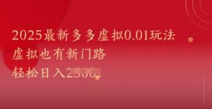 2025最新多多虚拟0.01玩法！虚拟也有新世界，轻松日入1k+-最全资源库