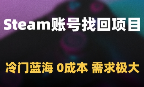 Steam账号找回项目,冷门蓝海,0成本,需求极大-最全资源库