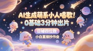 AI生成萌系小人唱歌,0基础3分钟出片,28个作品涨粉8.9W,单条最高19W赞,日入四位数,小白直接抄作业-最全资源库